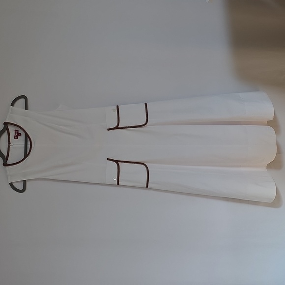 STAUD Dresses & Skirts - Staud White & Brown Lined Cotton Dress.  Size 4